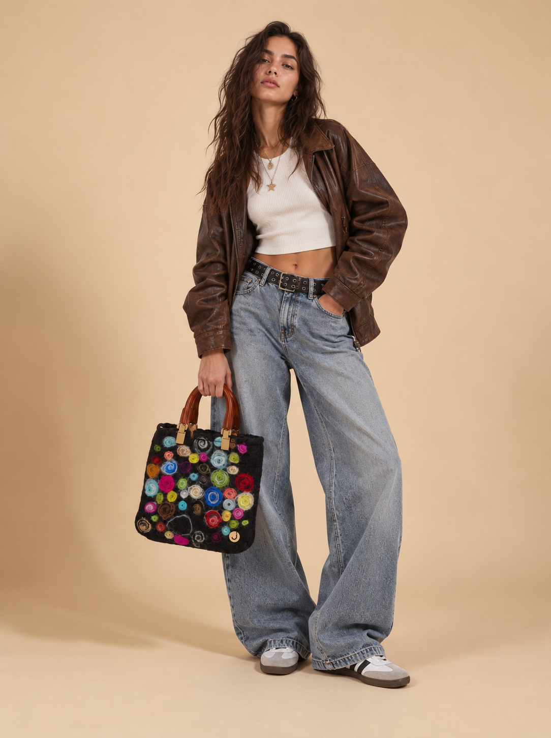 J circle Multi Circle Wet-Felted Bag