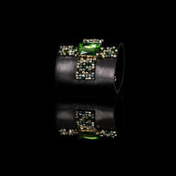 The Dark Crystal Ribbon Leather Cuff Bracelet Black & Emerald Spark