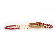 The Dark Ruby Red & Gold Beaded Bracelet Stack Crimson Glow