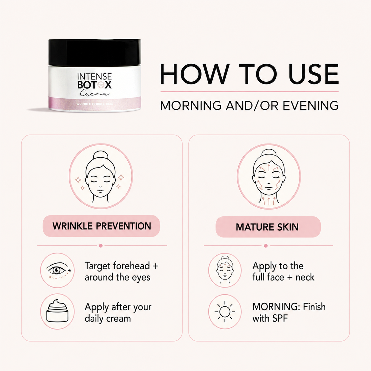 How to use Beautyka Intense Botox Cream for wrinkle prevention and mature skin.