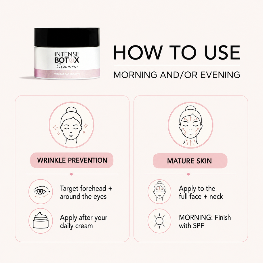How to use Beautyka Intense Botox Cream for wrinkle prevention and mature skin.