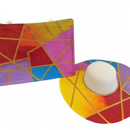 Handi Made Handpainted Multicolor Beach Set – Bag & Hat