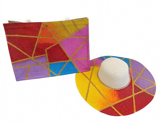 Handi Made Handpainted Multicolor Beach Set – Bag & Hat