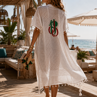 Tendresse Boutique White Knitted Abaya with Lebanon Design