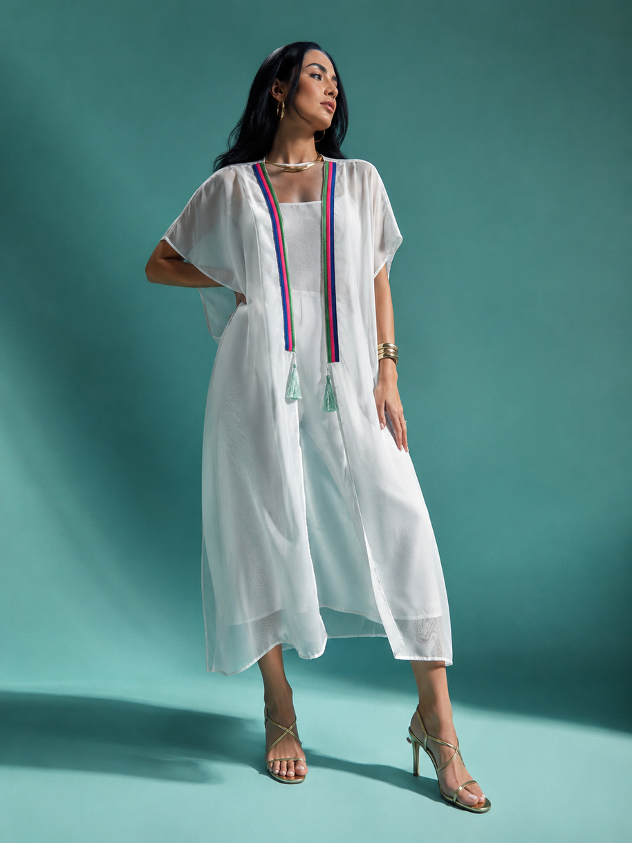 Tendresse Boutique White Satin-Like Abaya