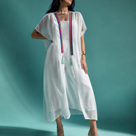 Tendresse Boutique White Satin-Like Abaya