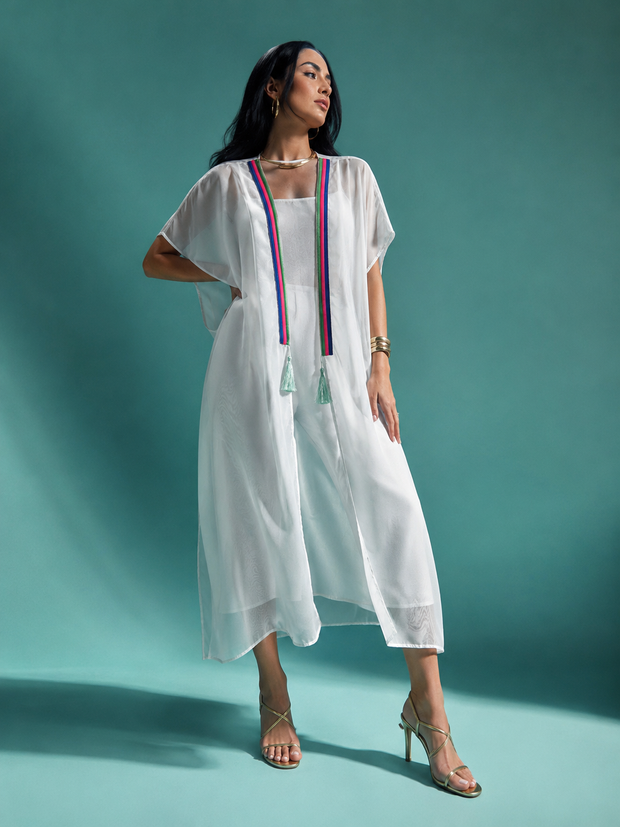 Tendresse Boutique White Satin-Like Abaya