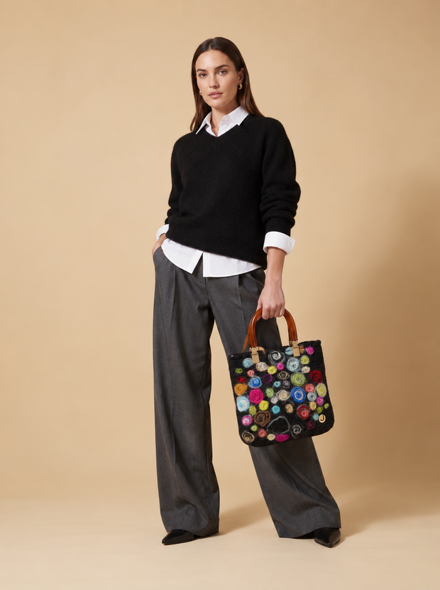 J circle Multi Circle Wet-Felted Bag