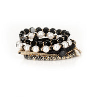 The Dark Black Pearl Charm Stack Bracelet