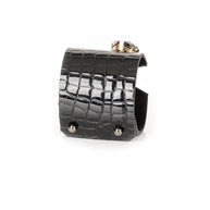 The Dark Midnight Empress Heart Croc Leather Cuff