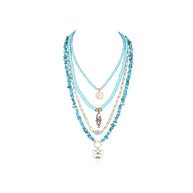 The Dark Layered Turquoise Beaded Necklace with Charms