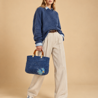 J circle Blue Marine Wet-Felted Bag