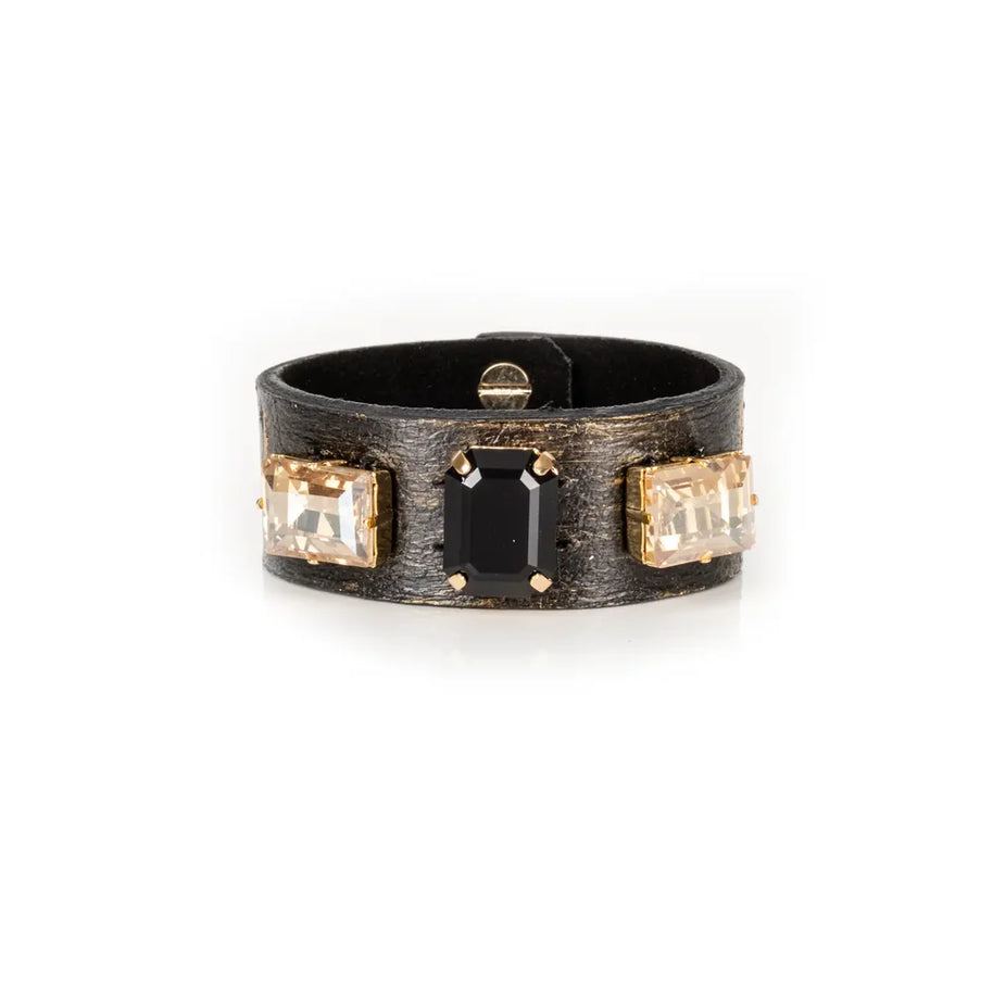 The Dark Noir Ascendant Crystal Leather Cuff