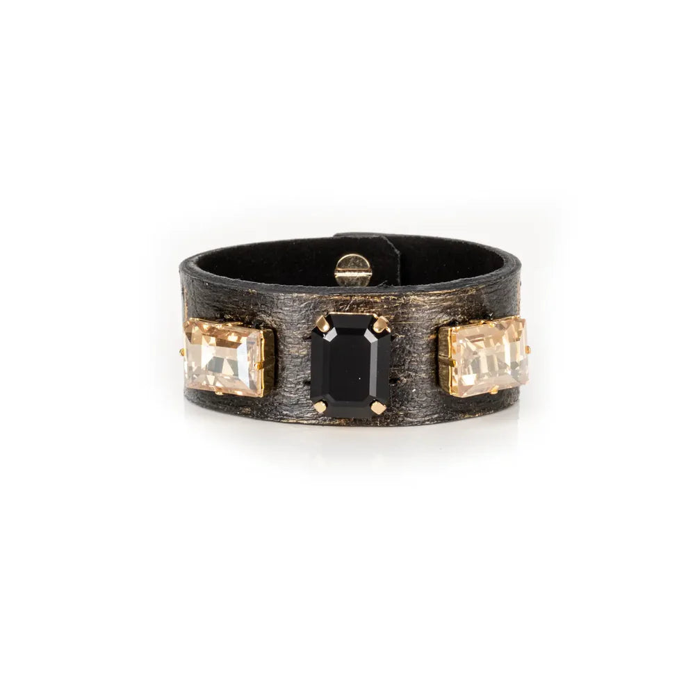The Dark Noir Ascendant Crystal Leather Cuff