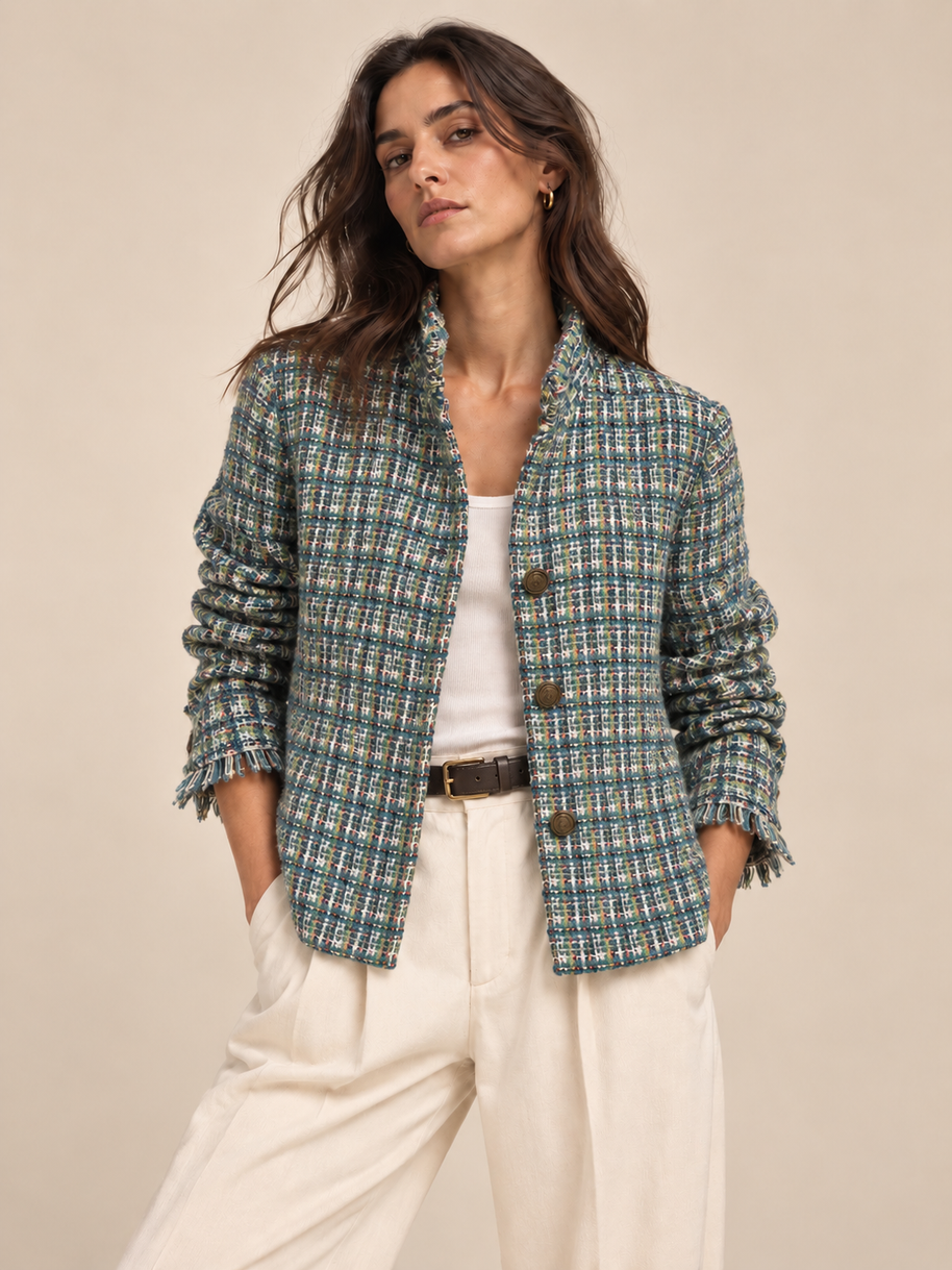 By Rita Raphael Multicolor Blue Tweed Jacket