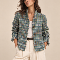 By Rita Raphael Multicolor Blue Tweed Jacket
