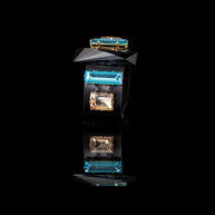 The Dark Black Leather Cuff with Blue & Champagne Crystals