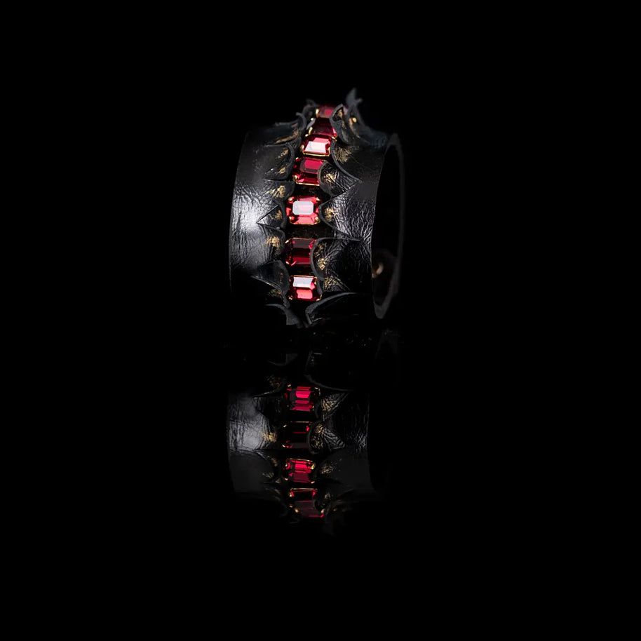 The Dark Crimson Dominion Sculpted Leather Cuff