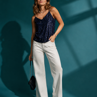 Tendresse Boutique Mauve Sequin Top - Shimmery Party Blouse with Delicate Embellishments