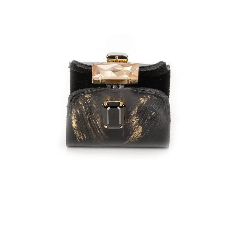 The Dark Monarch Edge Crystal Leather Cuff