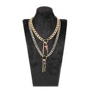 The Dark Mixed Metal Chain Necklace with Cross Charms Gold & Silver Layered Statement