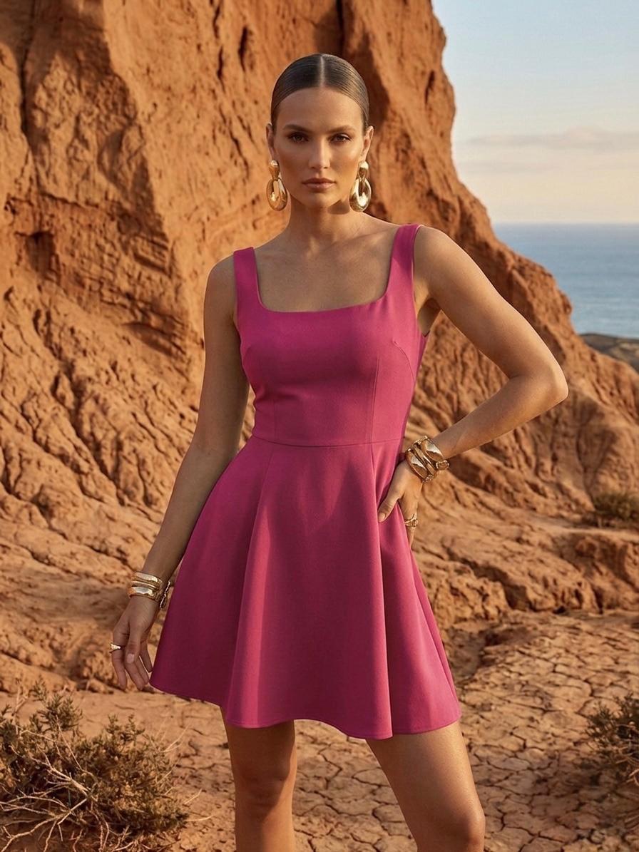 Rafelli Butterfly-Back Flare Dress