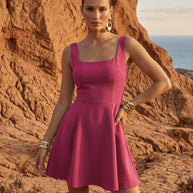 Rafelli Butterfly-Back Flare Dress