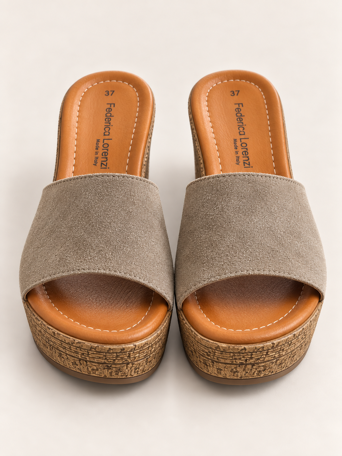 KOAN Federica Lorenzi Taupe Suede Wedge Slip-On