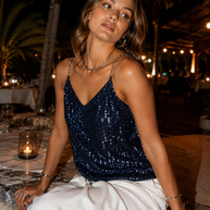 Tendresse Boutique Mauve Sequin Top - Shimmery Party Blouse with Delicate Embellishments