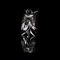 The Dark Black Leather Cuff with Faceted Crystal and Sculptural Metal