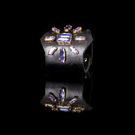 The Dark Violet Crown Crystal Leather Cuff Bracelet
