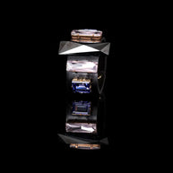 The Dark Black Leather Cuff with Blush & Sapphire Crystals