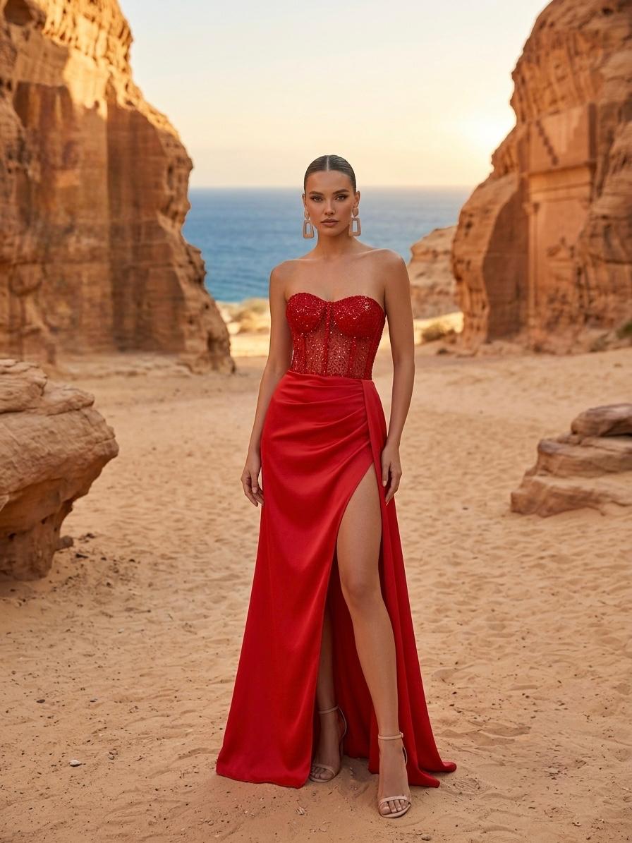 Rafelli Sequin Corset & Satin Skirt Set