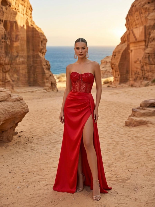 Rafelli Sequin Corset & Satin Skirt Set