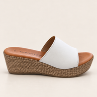 KOAN Federica Lorenzi White Leather Wedge Slip-On