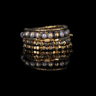 The Dark Ash & Gold Authority Bead Stack Bracelet