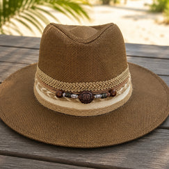 By Rita Raphael Brown Boho Straw Hat