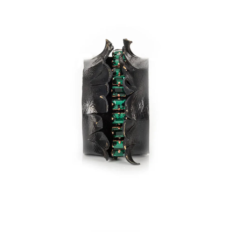The Dark Emerald Dominion Sculpted Leather Cuff