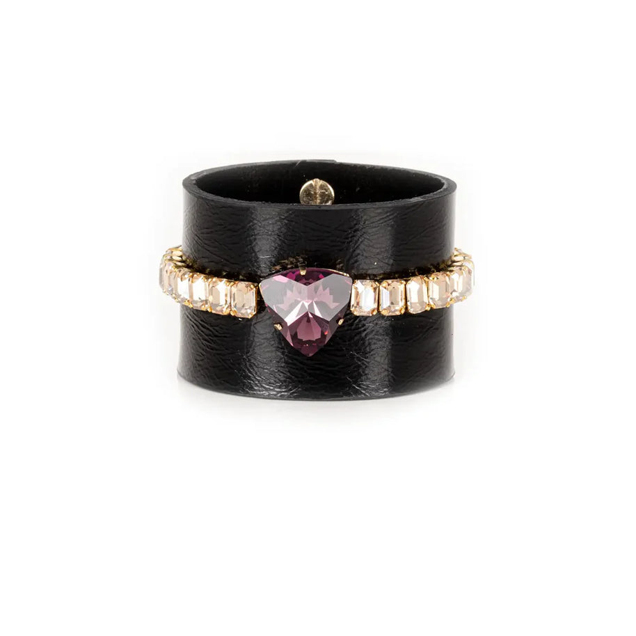 The Dark Midnight Empress Crystal Leather Cuff