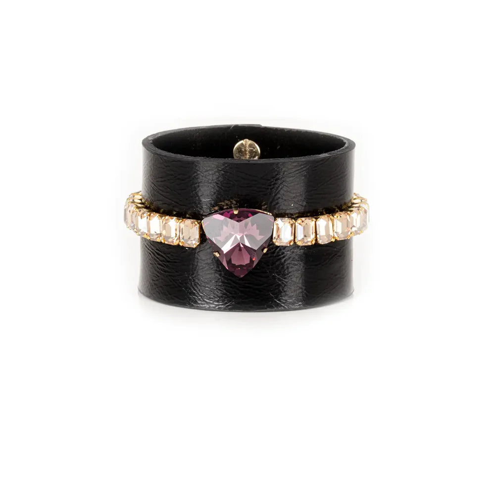 The Dark Midnight Empress Crystal Leather Cuff