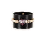 The Dark Midnight Empress Crystal Leather Cuff