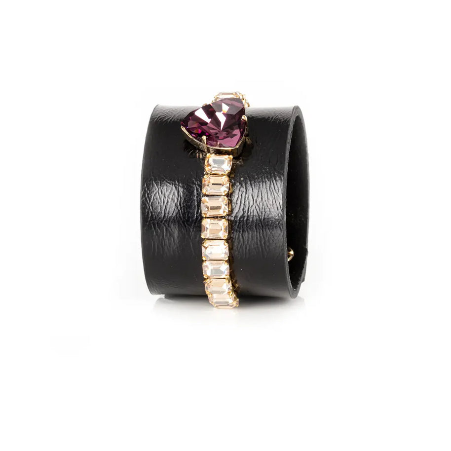 The Dark Midnight Empress Crystal Leather Cuff