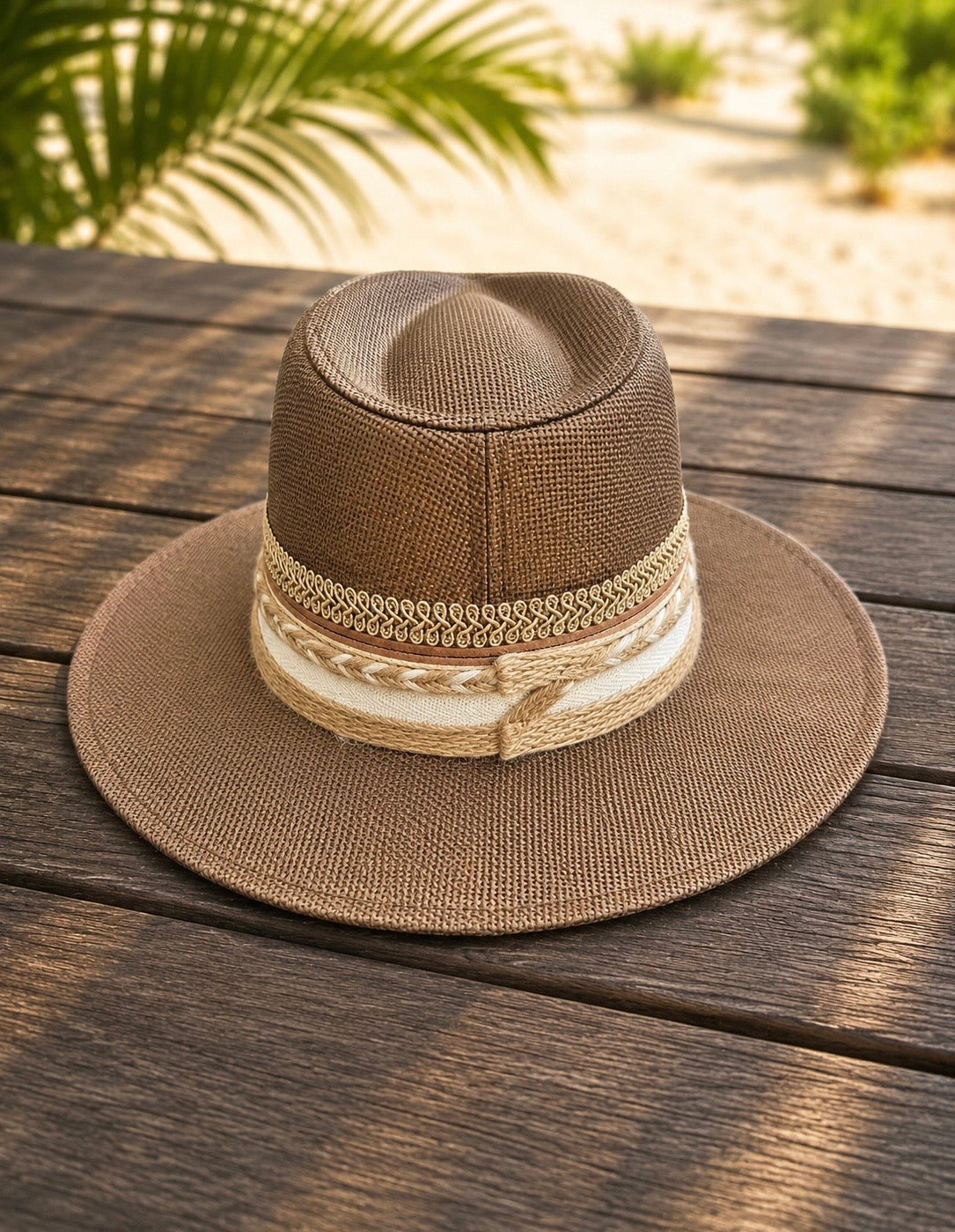 By Rita Raphael Brown Boho Straw Hat