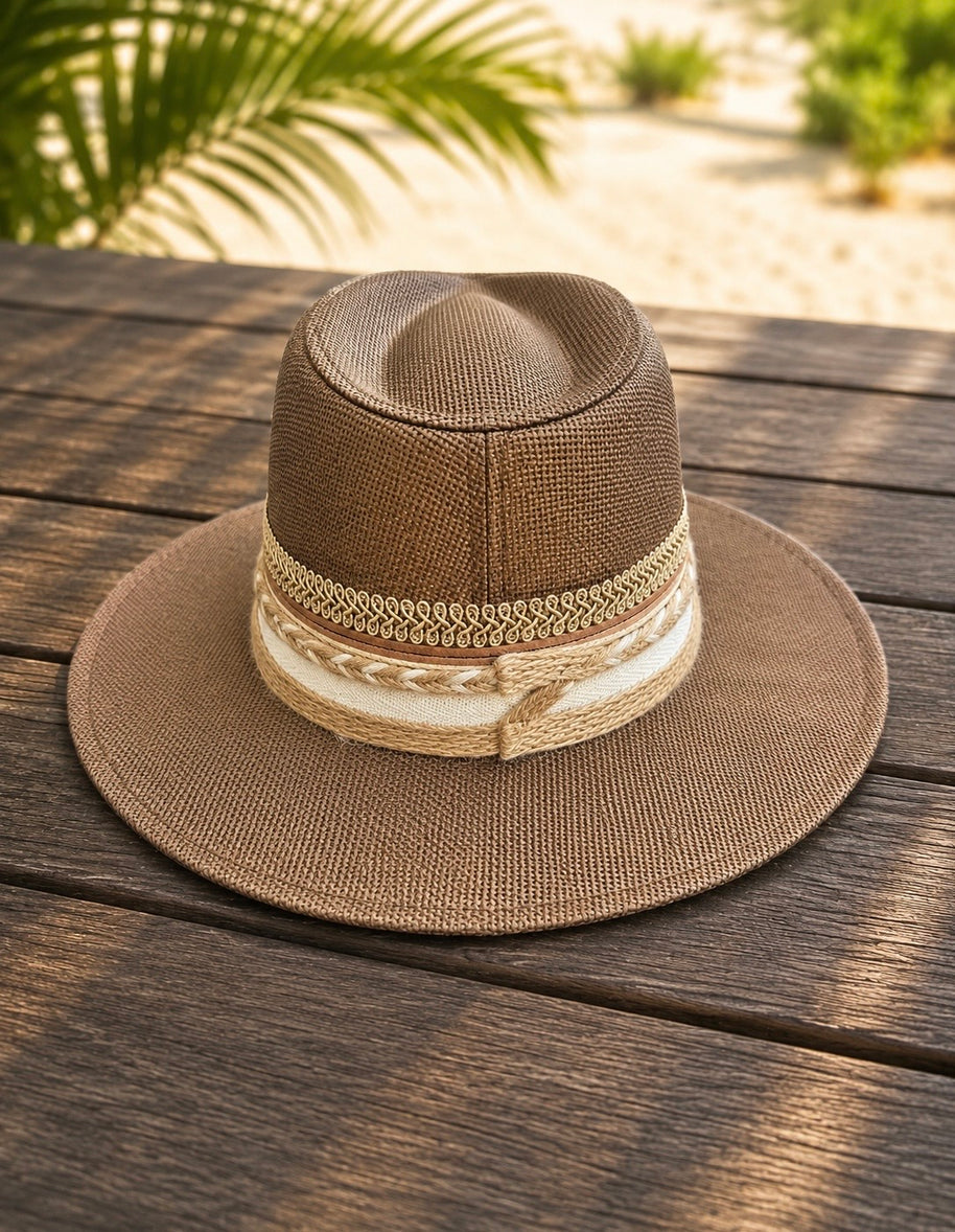 By Rita Raphael Brown Boho Straw Hat