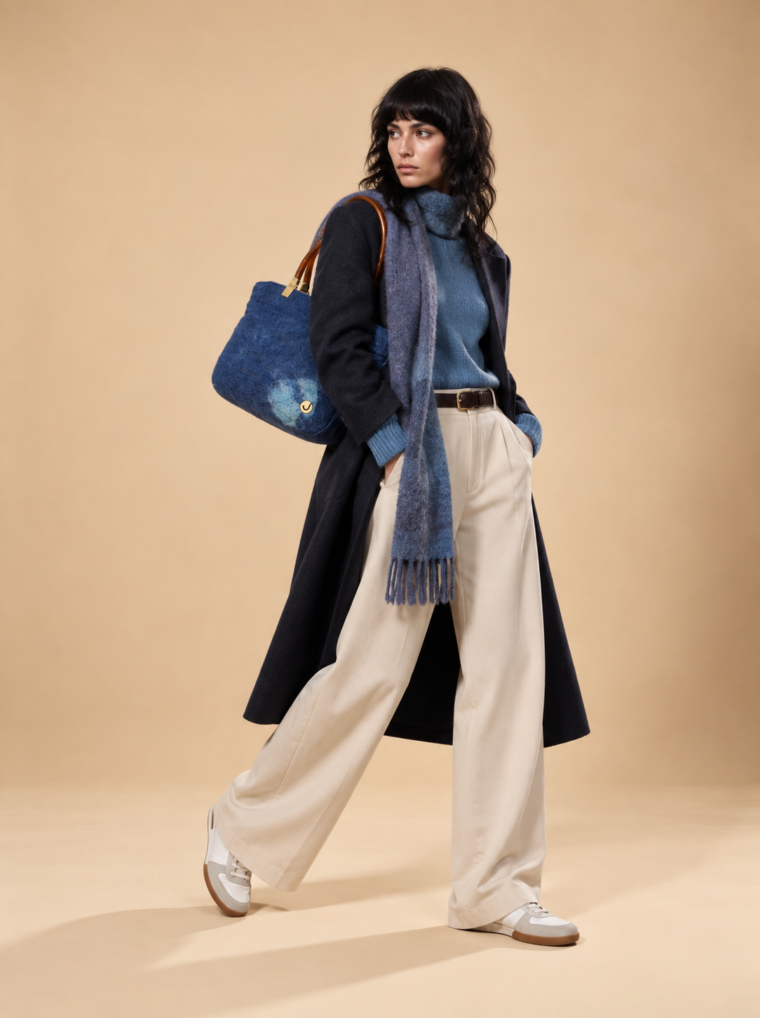 J circle Blue Marine Wet-Felted Bag