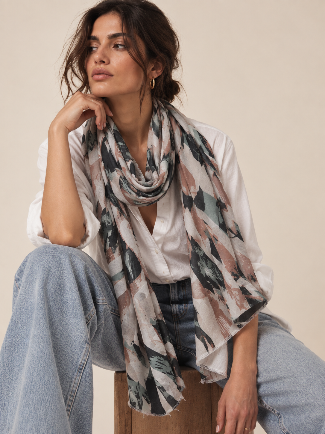 By Rita Raphael Botanical Cotton Shawl