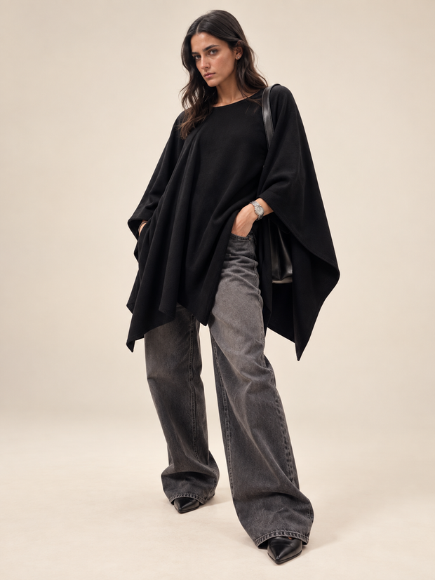 By Rita Raphael Wool Tricot Poncho
