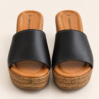 KOAN Federica Lorenzi Black Leather Wedge Slip-On