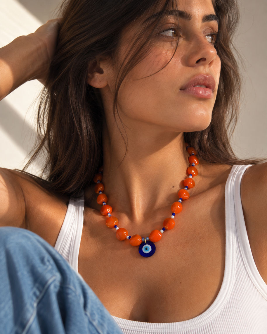 Yellow Elephant Lucky Tangerine Choker