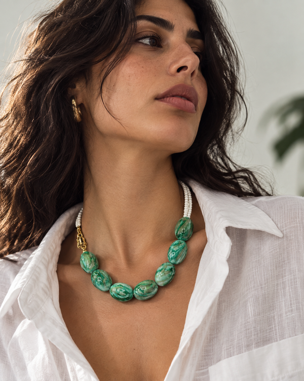 Yellow Elephant Green Blossom Choker